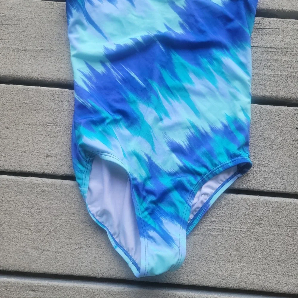 Nike Girls Immiscible Print One-Piece Swim Suit Bathing Game Royal M